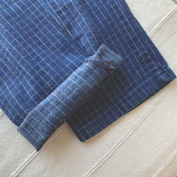 Vintage 1980s highrise pastel grid stitched blue jeans - Picture 12 of 13